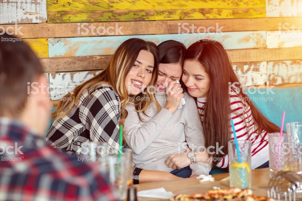 friend laughing and crying